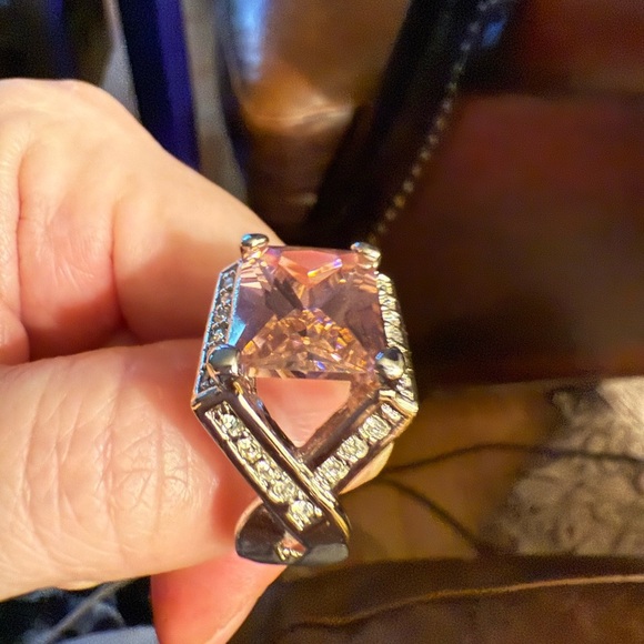 Nolan Miller Silver and Pink Gemstone Glamour Cocktail Ring - Picture 2 of 4